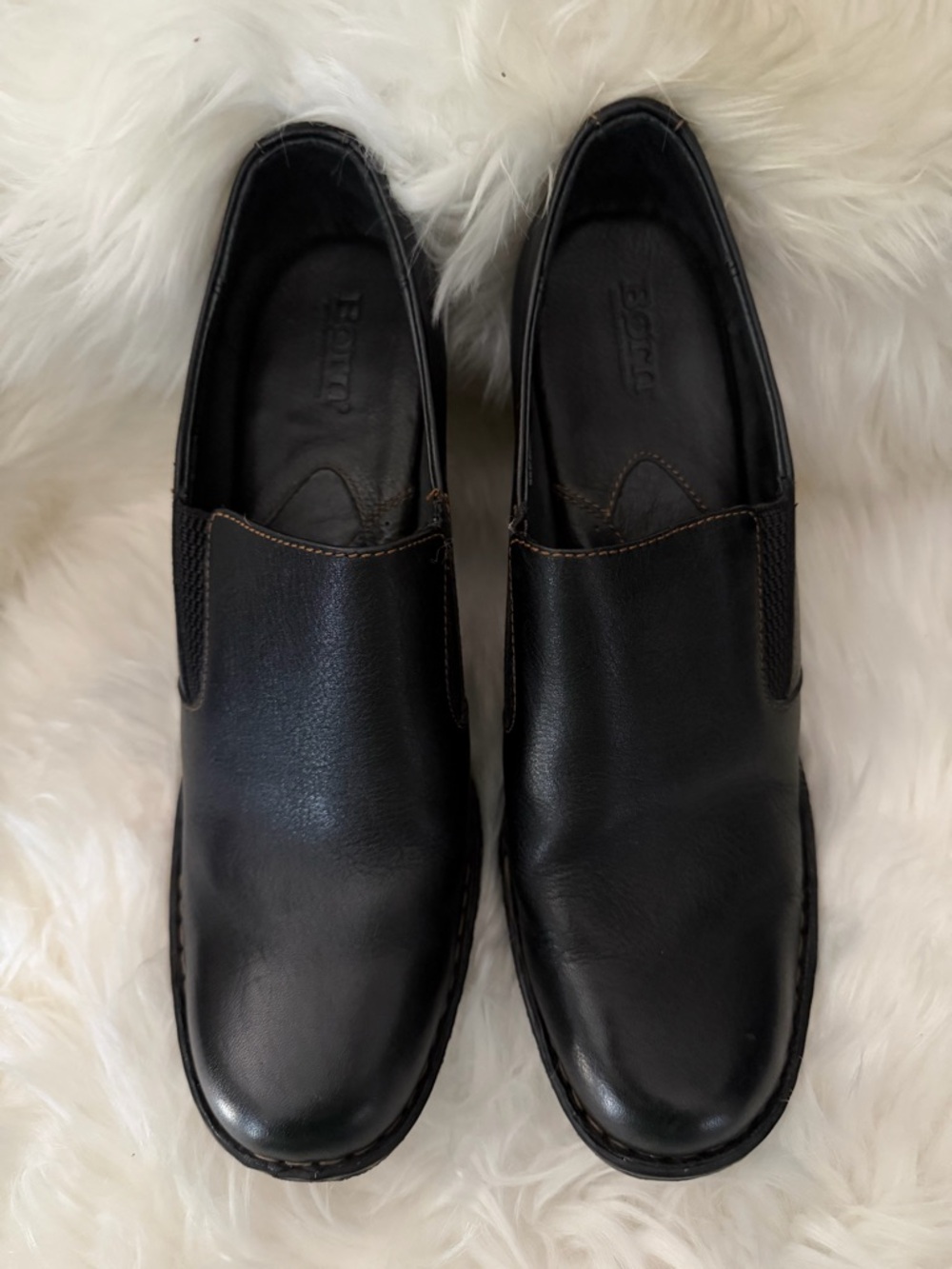 Born Black Leather Slip-On Loafers